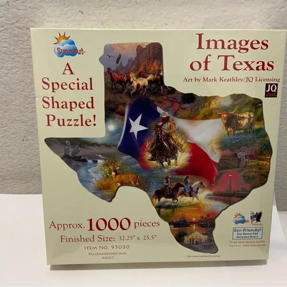 New Welcome to Texas! 1000 Piece Shaped Jigsaw Puzzle 32" x 25.5" - Picture 3 of 3